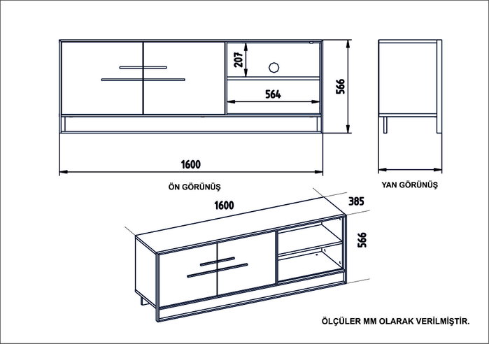 Hanah Home Polka - White Soporte de TV Blanco y Dorado